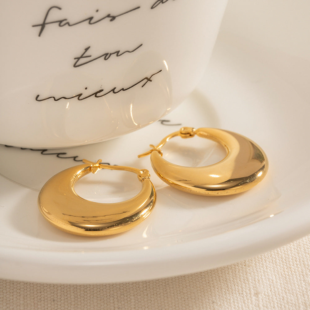 Chunky Dome Hoop Earrings - Gold