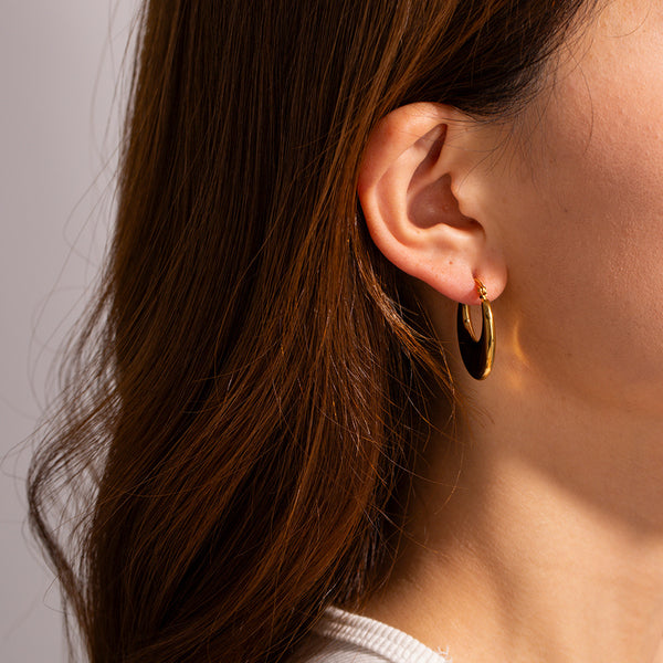 Chunky Dome Hoop Earrings - Gold