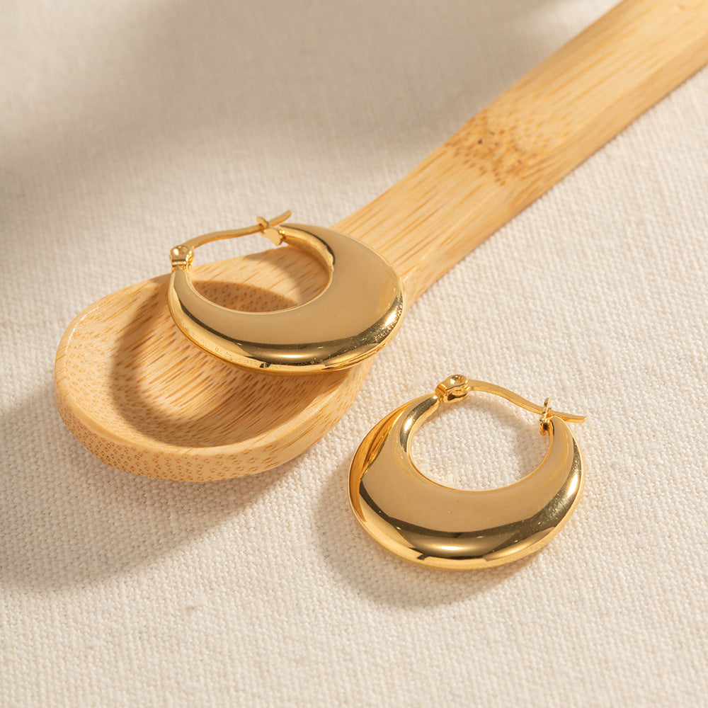 Chunky Dome Hoop Earrings - Gold