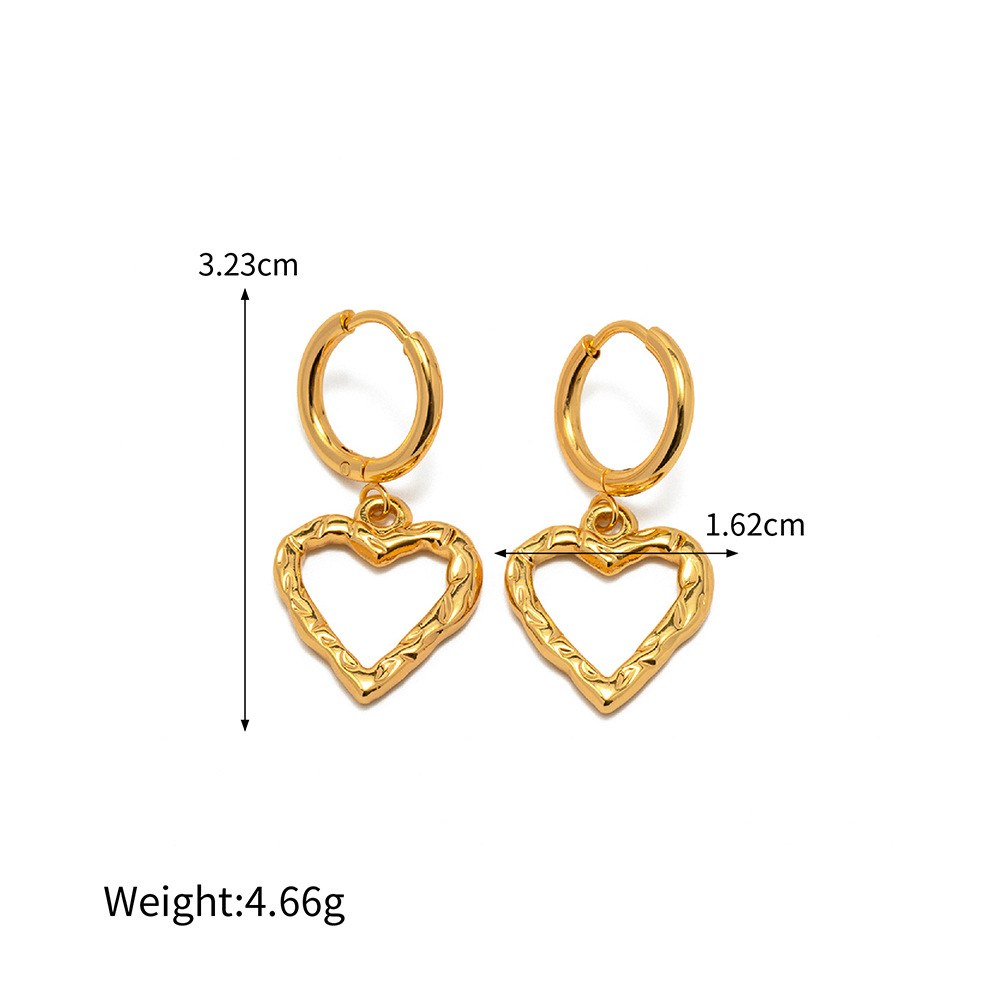 TEXTURED HEART DROP EARRINGS