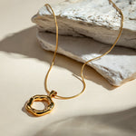 Load image into Gallery viewer, WAVY CIRCLE PENDANT NECKLACE
