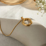 Load image into Gallery viewer, WAVY CIRCLE PENDANT NECKLACE
